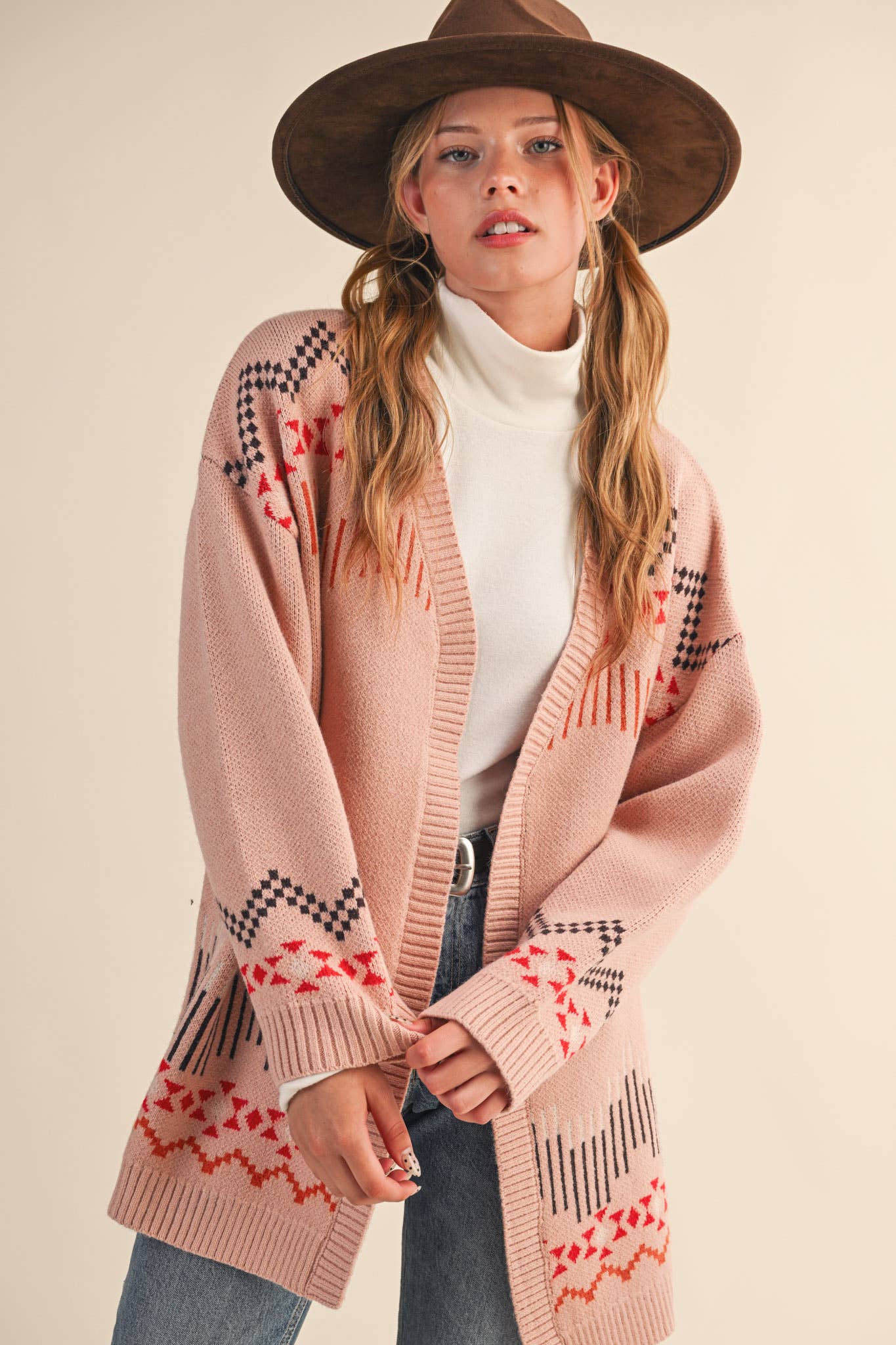 &MERCI - Wholesale Cardigan - Women's - WESTERN MOTIF SWEATER CARDIGAN MSW111350