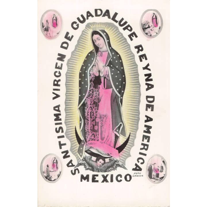Tesoros Trading Company - Vendita all'ingrosso Biglietti religiosi - Cartolina Religiosa Dipinta a Mano, Mx. - Vergine di Guadalupe, PSC1