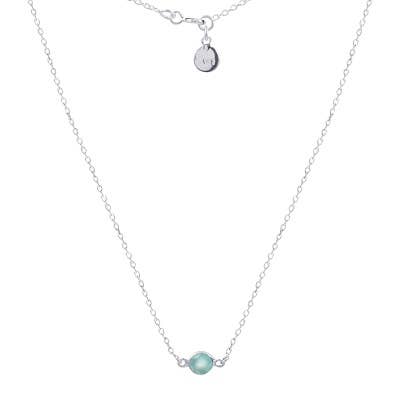 Aqua kalcedon 16" enkelt sten Sterling sølv halskæde for engroshandel hos Asia West