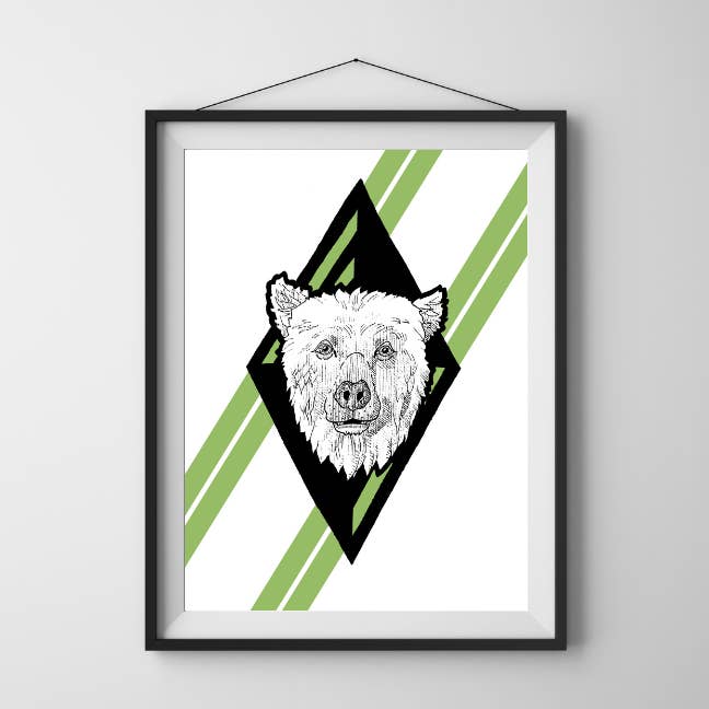 Imprimé de grizzly vert pour la vente par Julie Annette Studios