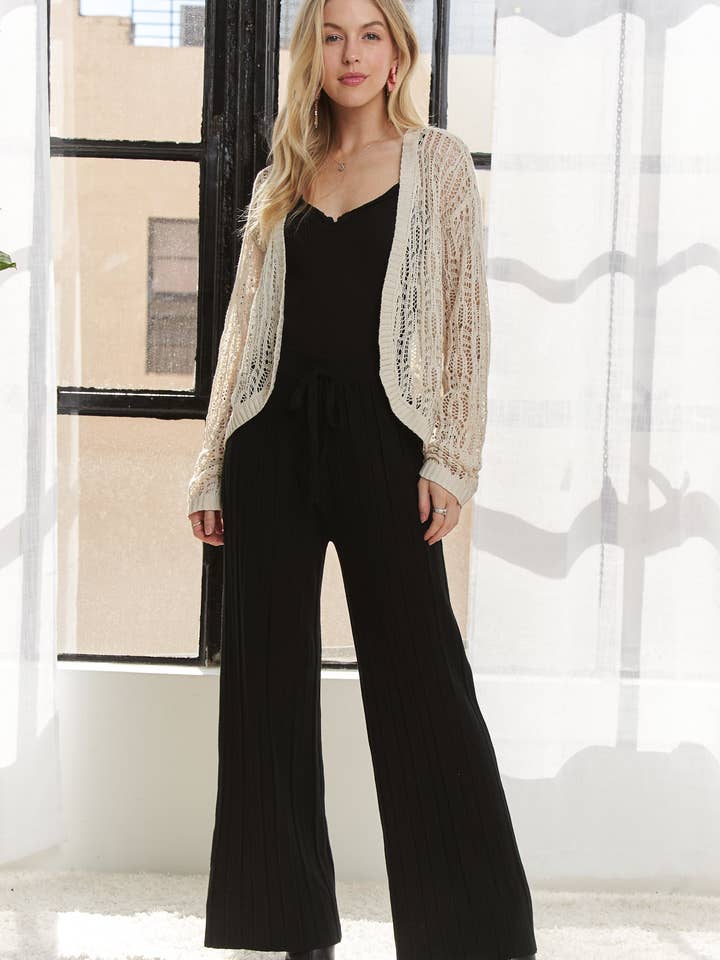 ADORA LA - Wholesale Pants - Women's - CEP3883-WAIST TIE TEXTURE WIDE LEG KNIT PANTS8