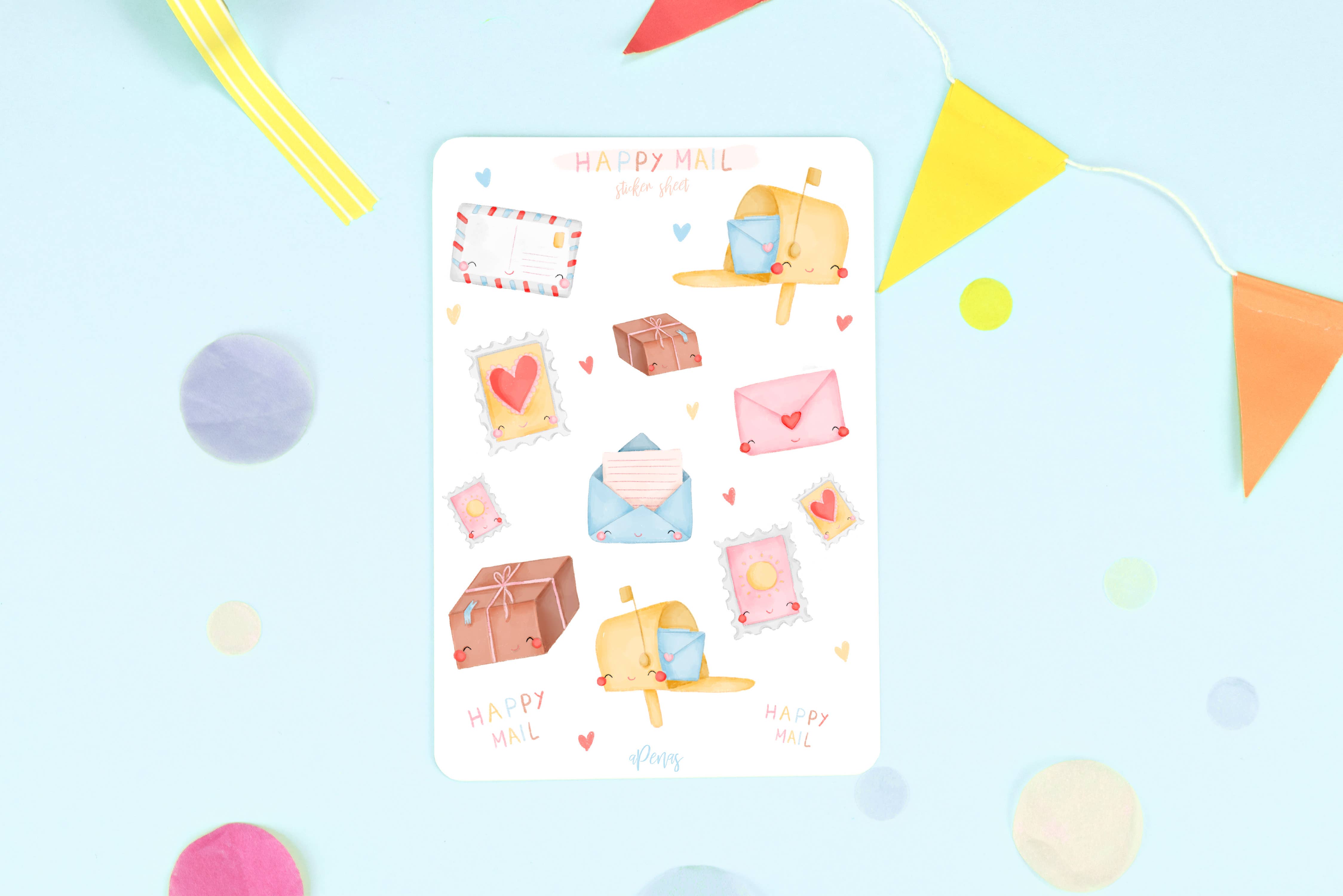 aPenas Illustrator - Vendita all'ingrosso Adesivo - Foglio di adesivi Happy Mail1