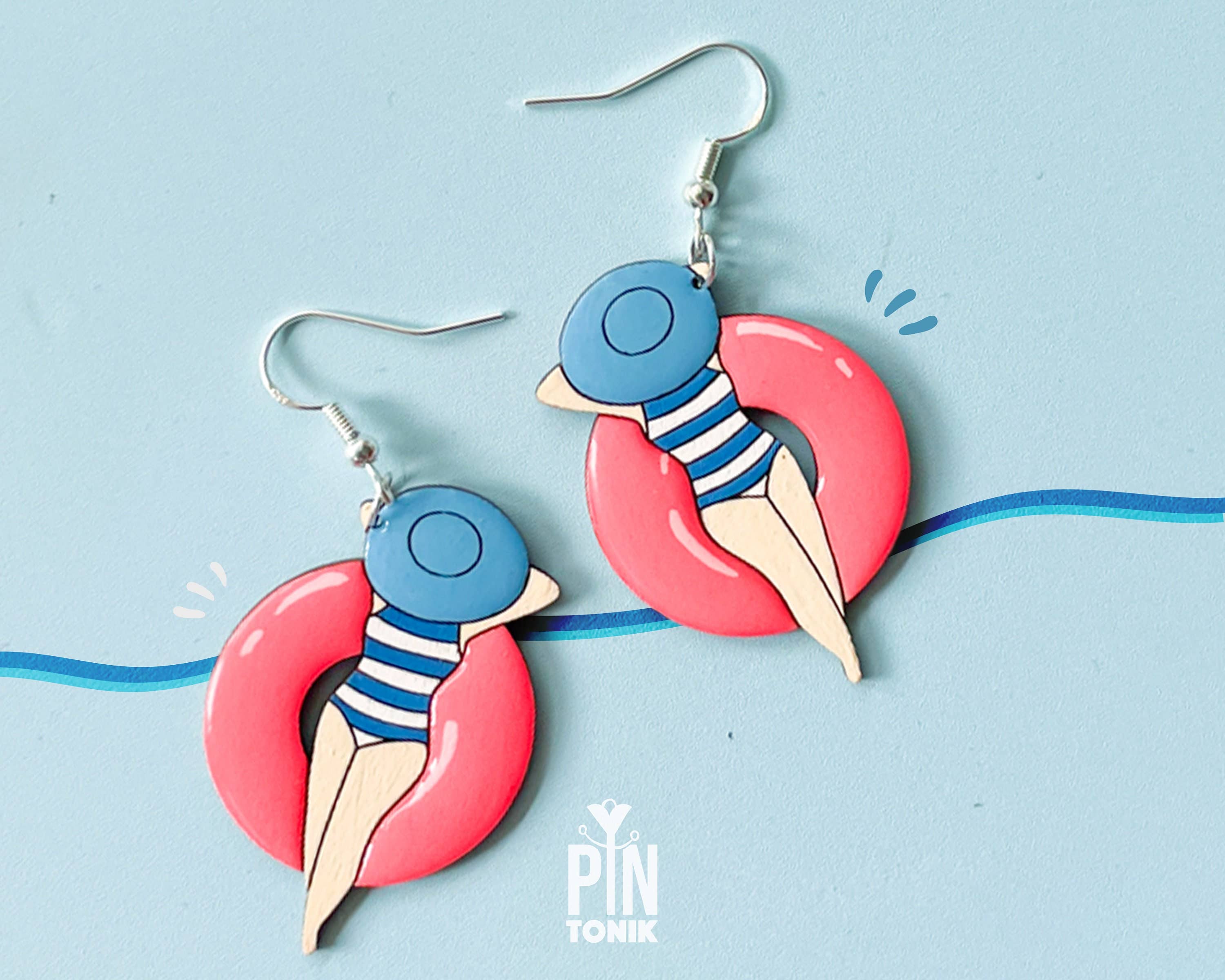 PinTonik – Engroshandel Hængeøreringe og creoløreringe – Sterlingsølv Neon 80'er Badebassin Øreringe0