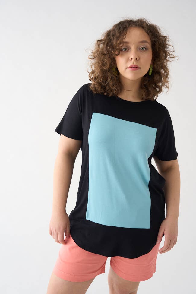 Pitagora - Wholesale T-Shirt - Unisex - Quadrilateral T-shirt Black - Blue0