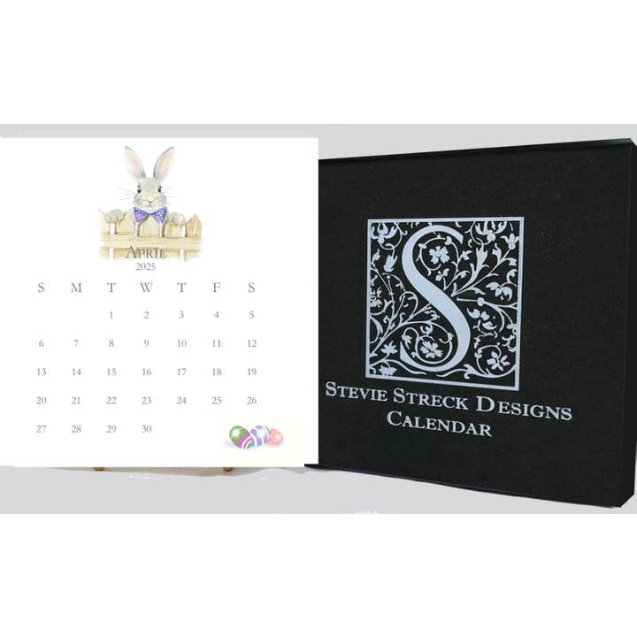 Stevie Streck Designs - Wholesale Calendar - 2025 Glittered Desk Calendar with Easel