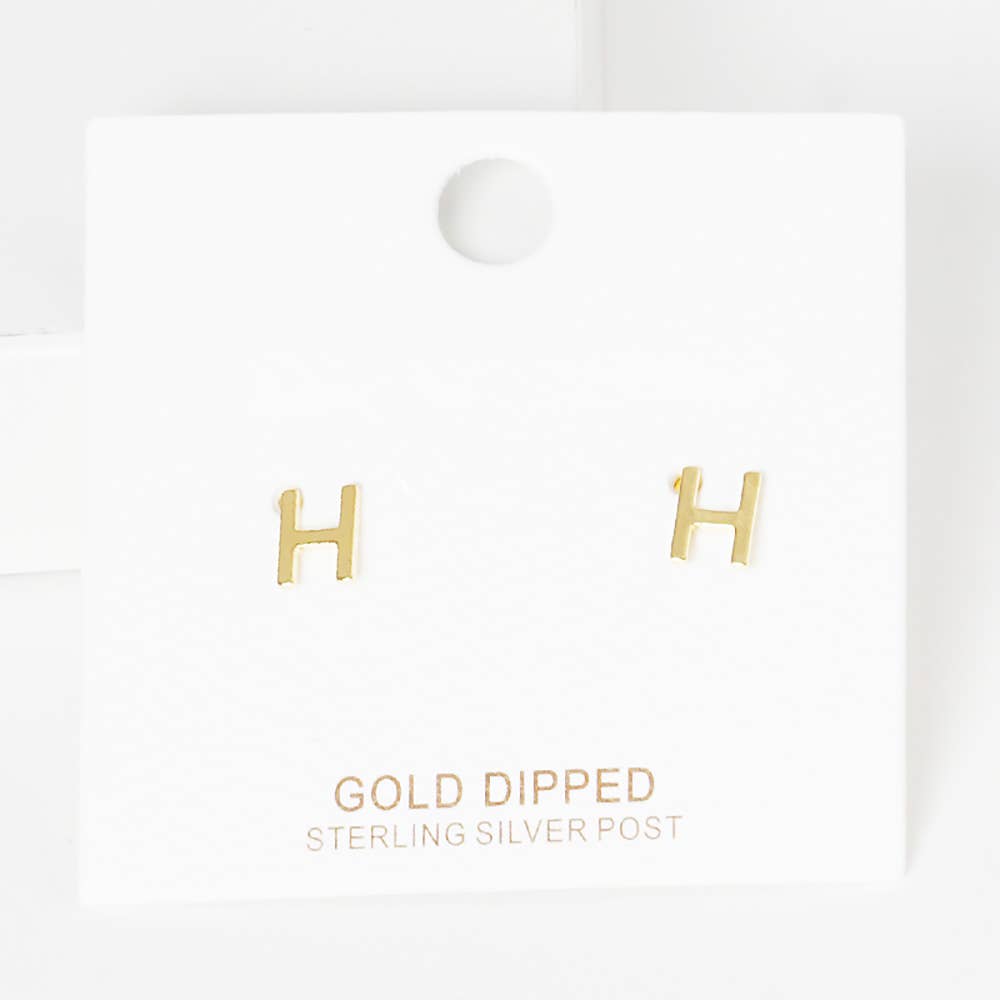 Sensibling Corp. - Wholesale Stud/Post Earrings - Gold Dipped Metal Initial Monogram Stud Earrings1