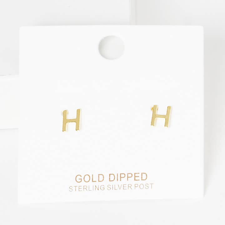 Sensibling Corp. - Wholesale Stud/Post Earrings - Gold Dipped Metal Initial Monogram Stud Earrings1