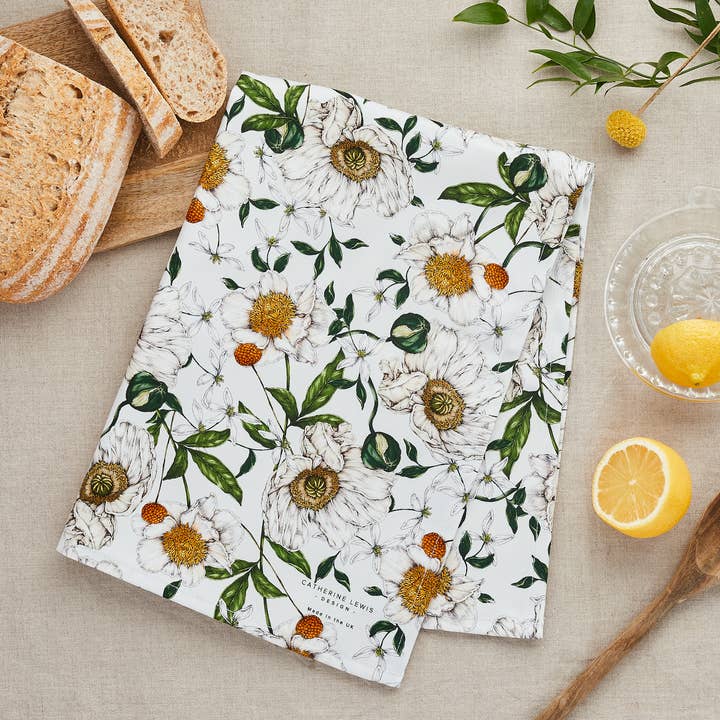 Catherine Lewis Design - Wholesale Tea towel - Spring Blossom - Tea Towel - Ivory3