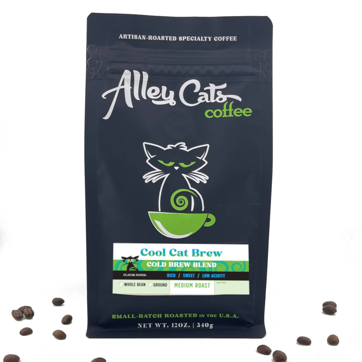 Alley Cats Coffee – wholesale Kaffebönor – Cold Brew - Grovmalet Premium Specialkaffe - 12oz0