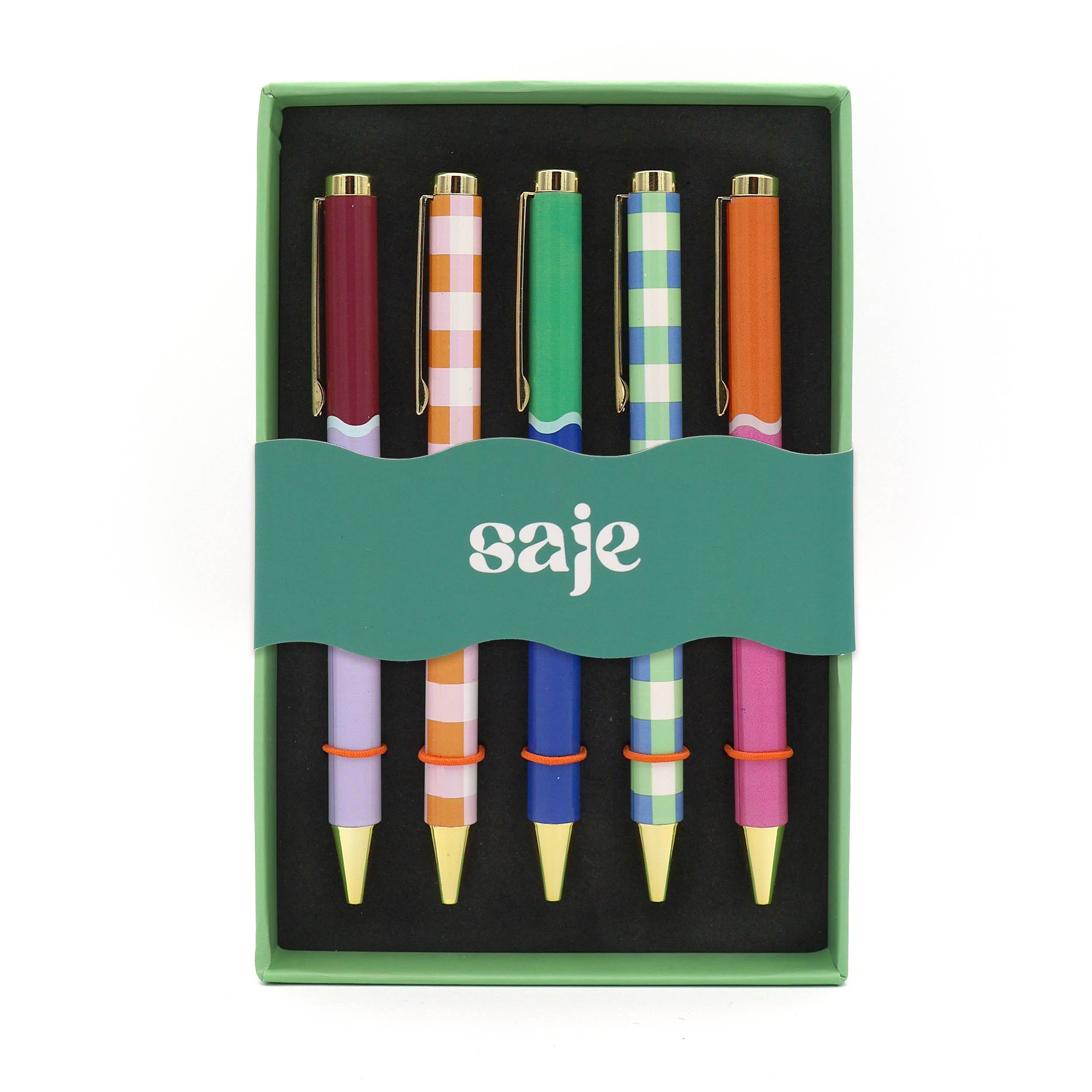 Robert Frederick Ltd - Wholesale Pen - Saje Mixed Design Ballpoint Pens in Gift Box – Set of 5 Pens
