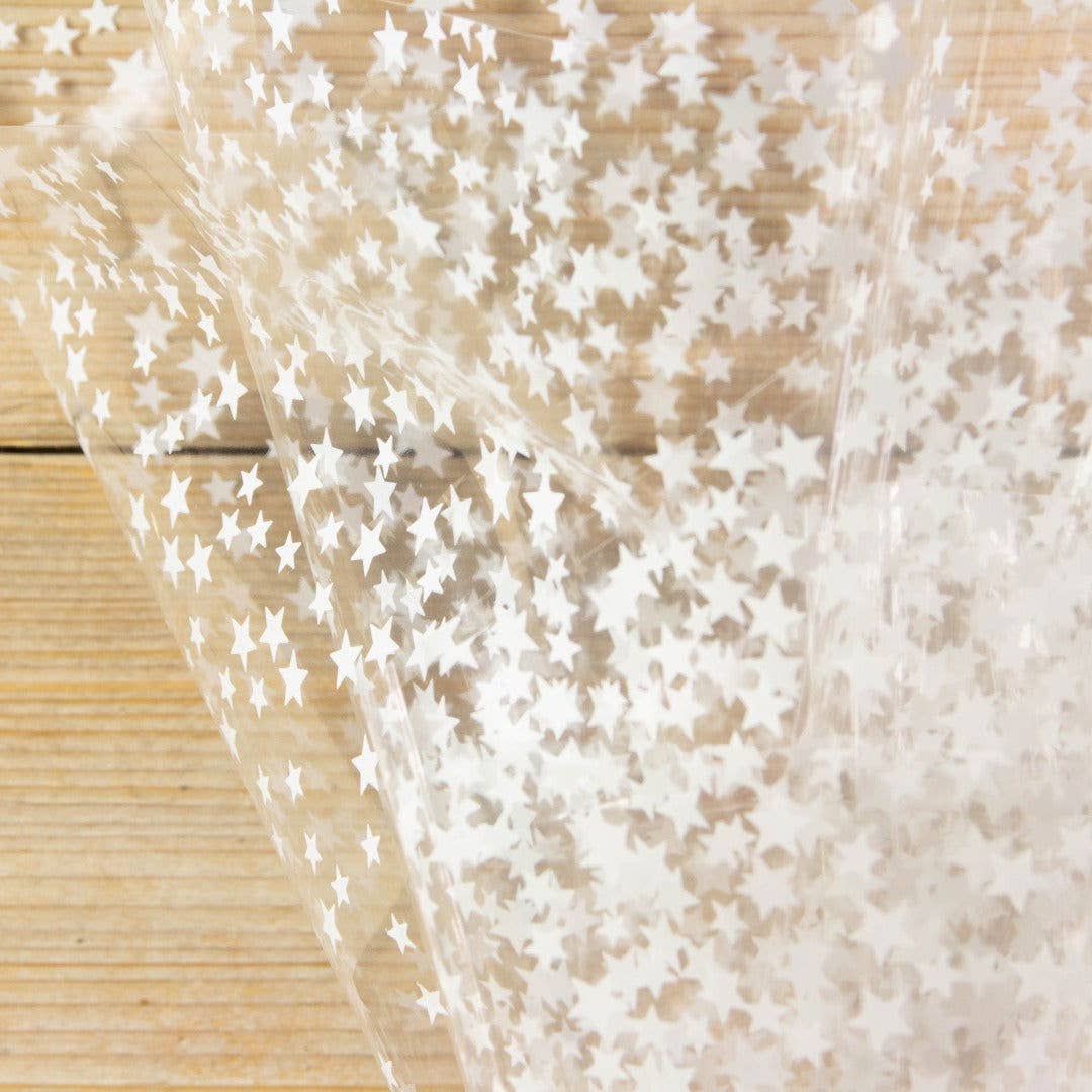 kadopapier.net - Wholesale Cellophane Bag - Wrapping foil with white stars0