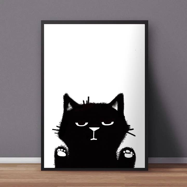 Glen Hay Playful Cat Art Print 11x14 - Bottom Peeking for wholesale by Happy Campurr