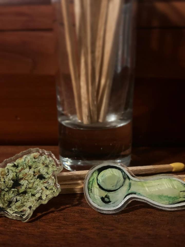 420 Friendly Acrylic Pins - Weed Bud and Pipe Pins for wholesale by Trendy Bullsh*t