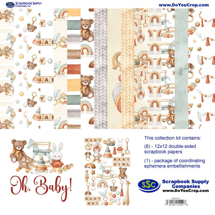 Oh, Baby! 12 x 12 Scrapbook Paper & Embellishment Kit by SSC Designs - 3 Kits for wholesale by SSC Wholesale