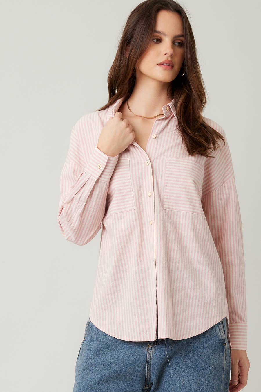 ILLA ILLA - Wholesale Button Down Shirt - Women's - Striped Cotton Shirt Top21