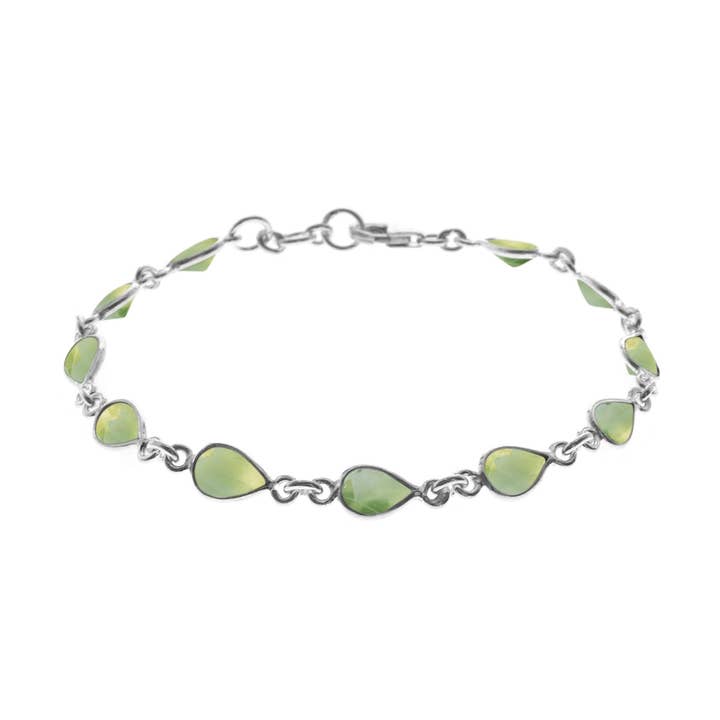 Bracelet en préhnite en forme de goutte d'eau Bridget pour la vente par Kali Ma Designs - Sterling Silver Jewellery