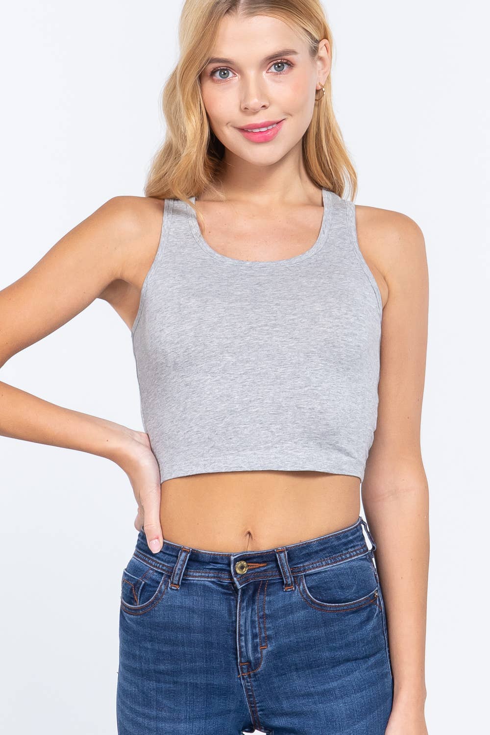 42POPS - Wholesale Knit Top - Women's - ,,.42POPS Fitted Racerback Cotton Spandex Jersey Crop14