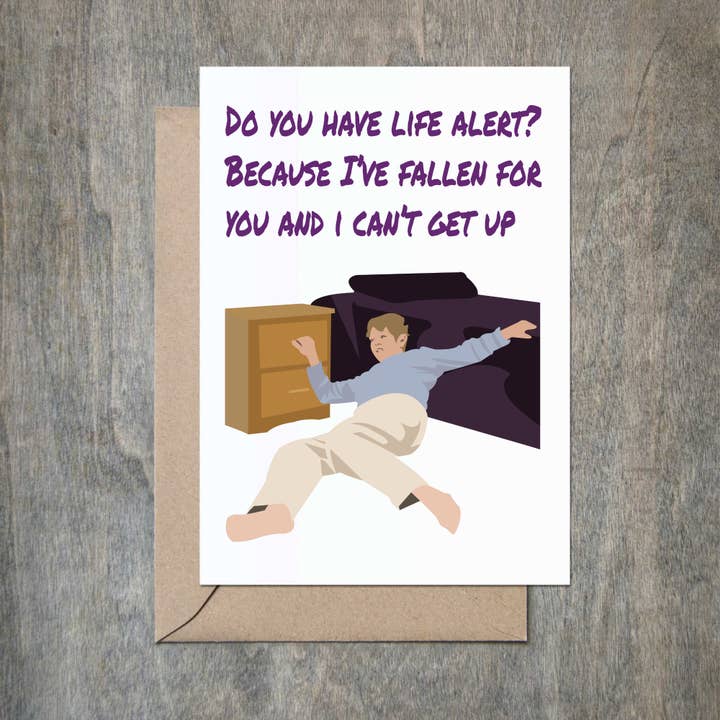 I've Fallen and I Can't Get Up Card for wholesale by Crimson and Clover Studio