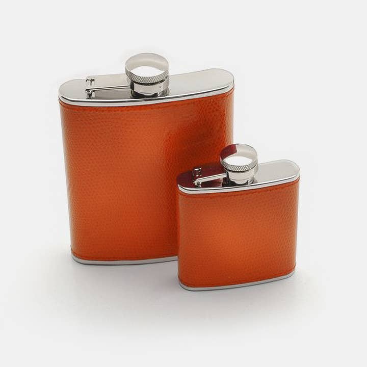 Travelling Bright 2.5 oz Hip Flask Burnt Orange for wholesale by Roberts and Dore