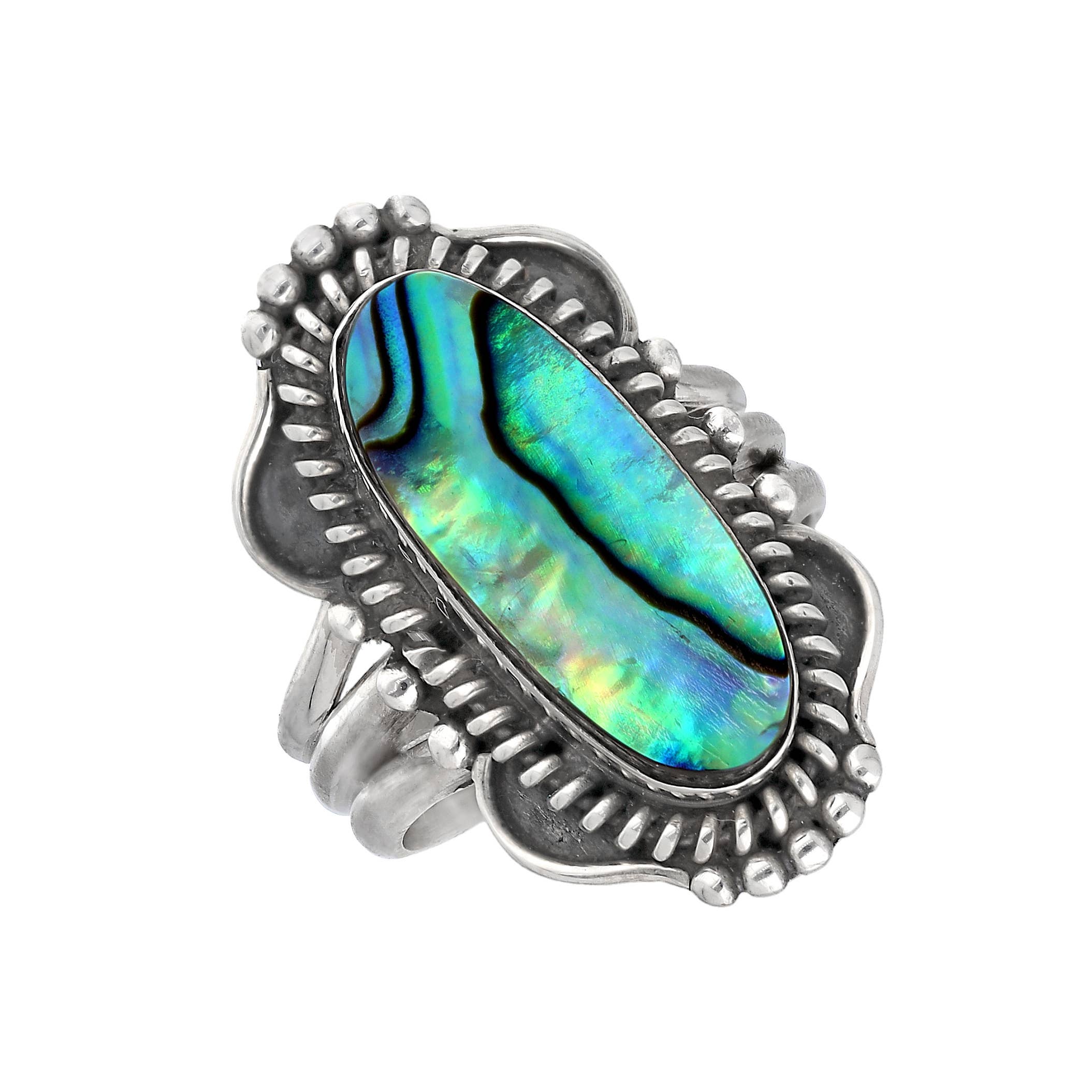 Tiramisu – wholesale Cocktail/statement ring – Sculpted 925 Sterling Silver Mystic Tides Abalone Shell Ring0
