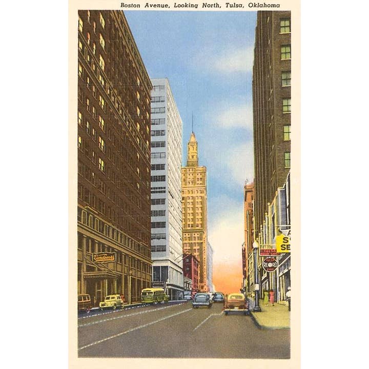 Postcard OK-02 Boston Avenue, Tulsa for wholesale by Found Image Press