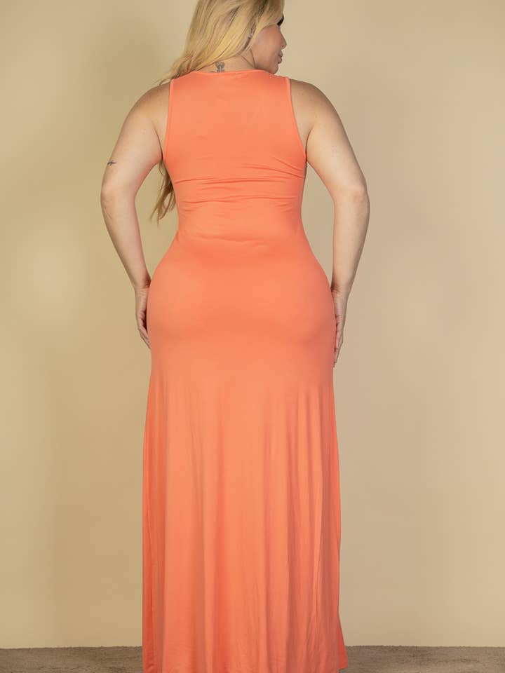 CAPELLA APPAREL - Vente Robe – femme - Robe maxi à encolure plongeante et fente sur les cuisses de grande taille6