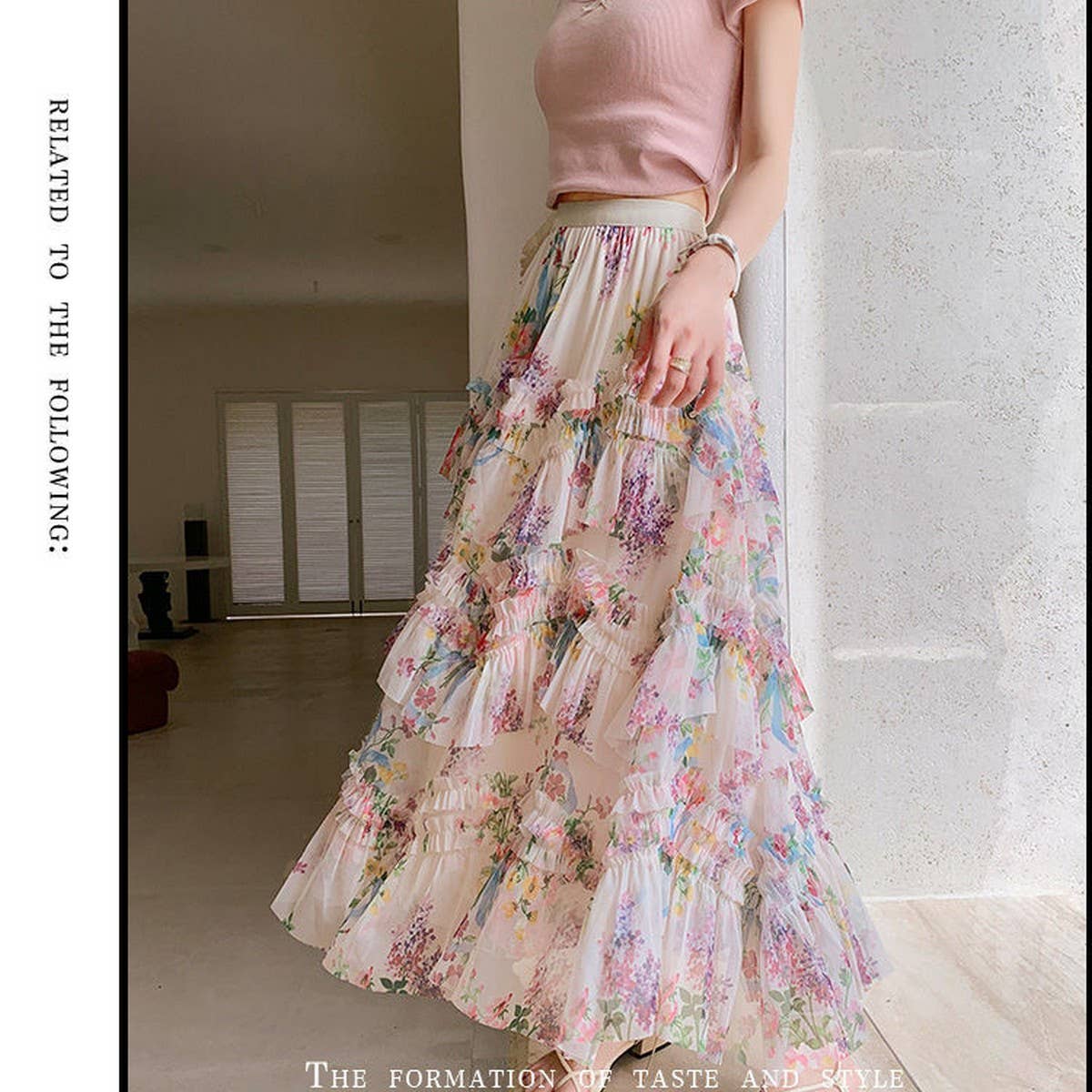 ACCITY - Wholesale Skirt - Women's - COLORFUL FLORAL MESH PRINT PLEATED TULLE SKIRT_CWBLS039914