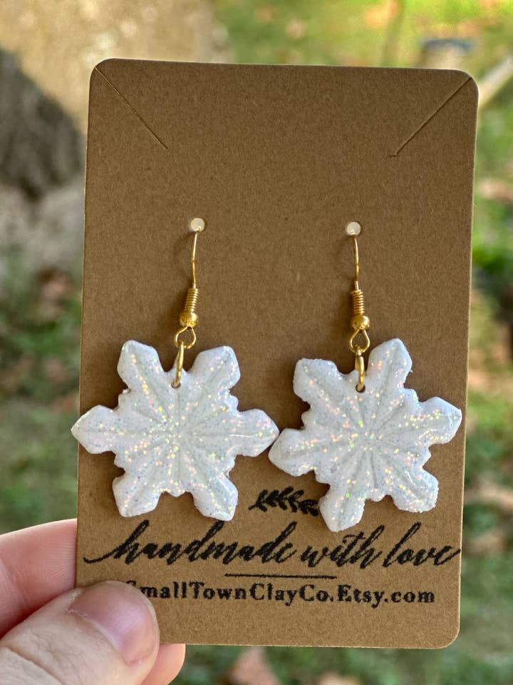 Glitter Snowflake Dangle for wholesale by SmallTownClayCo
