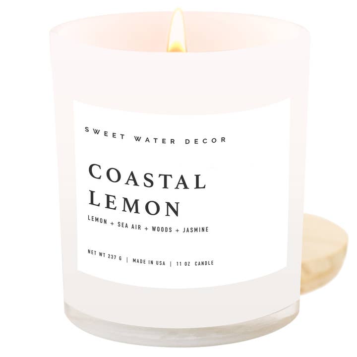 Sweet Water Decor - Wholesale Jar/Filled Candle - *NEW* Coastal Lemon 11 oz Soy Candle - Home Decor & Gifts