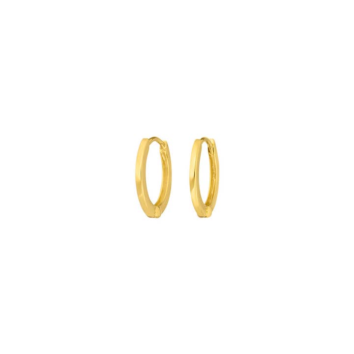 Mini folding hoop earrings, 12 mm, 14 K yellow gold for wholesale by Leaf Jewelry