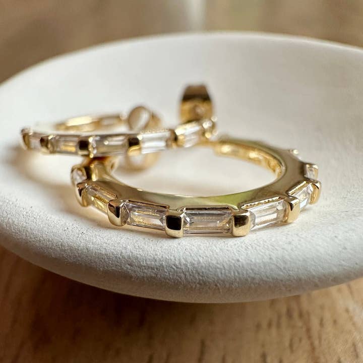 Honeycat Jewelry - Wholesale Hoop Earrings - Crystal Baguette Hoops3
