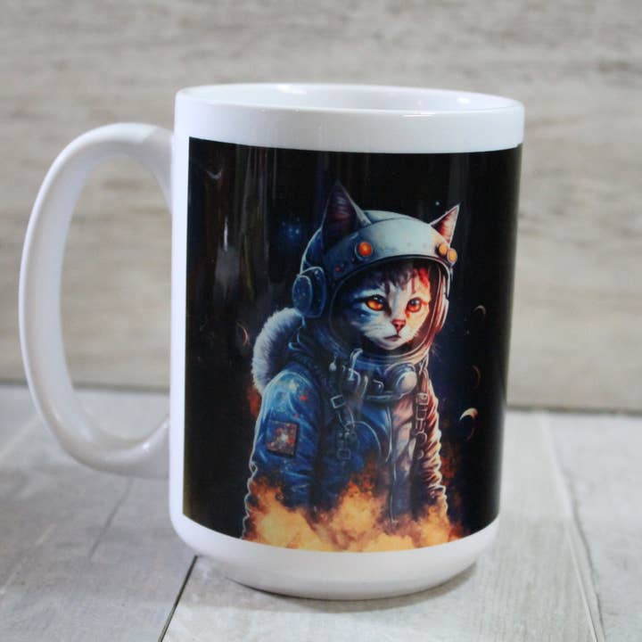 Space Kitty//Tasse en céramique 15 oz pour la vente par Raven Design