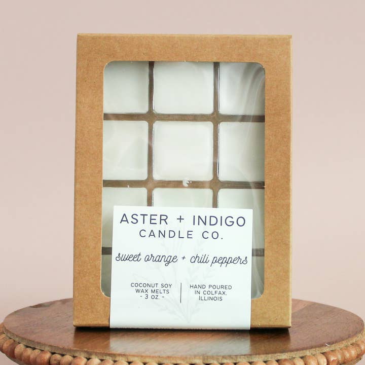 Aster + Indigo Candle Co. - Wholesale Wax Melt - Sweet Orange + Chili Peppers | Coconut Soy Wax Melt0