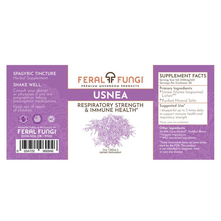 Feral Fungi - Wholesale Tincture - Usnea (Usnea longissima) Spagyric Tincture