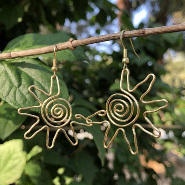 Gold Creative golden sun earrings for wholesale on Faire0