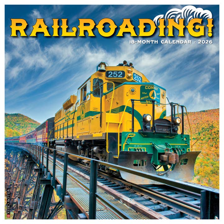 Railroading 2026 Wall Calendar for wholesale by Willow Creek Press & Gifts
