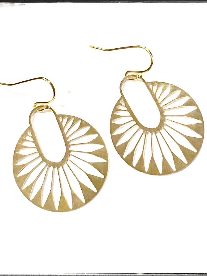 Brass Laser Cut Half Circle Hoop Dangle Earring Charm Gold for wholesale by GentrybyJenna