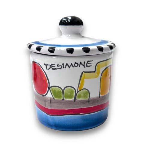 Container with lid Dammusi for wholesale by Ceramiche De Simone
