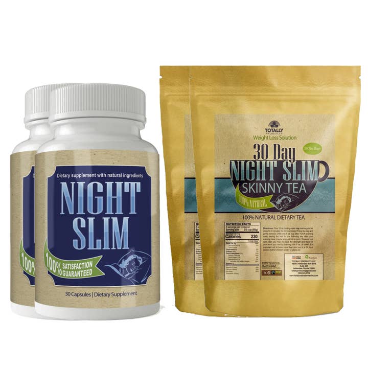 Night Slim Weight Loss (30 Capsules) and Night Slim Skinny Tea (30 tea bag) Combo Pack (2 sets) for wholesale by Totally Products