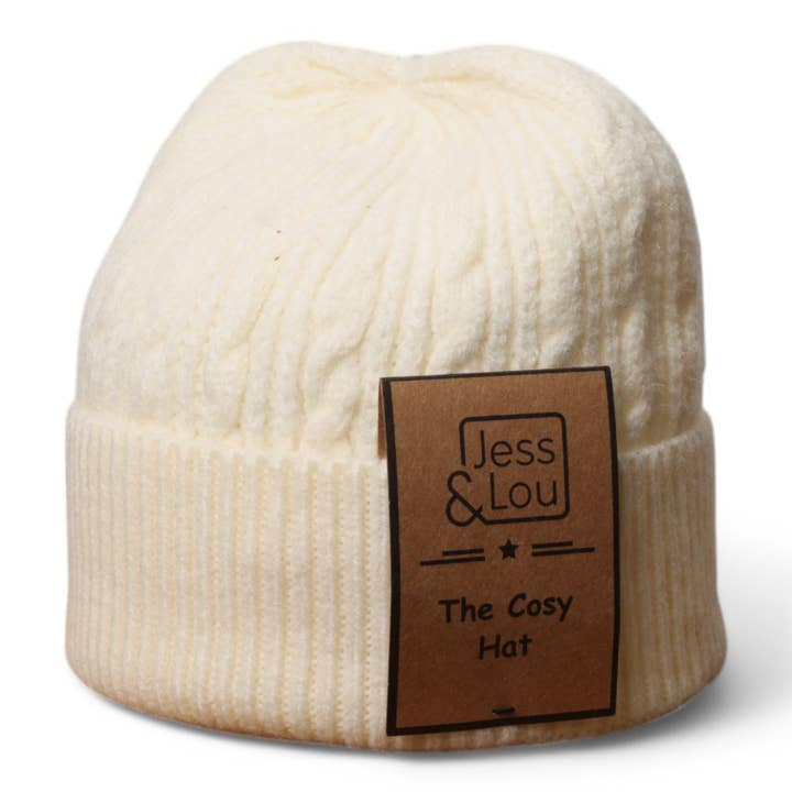Cream Unisex Cable Beanie Hat HL708 for wholesale by Jess & Lou