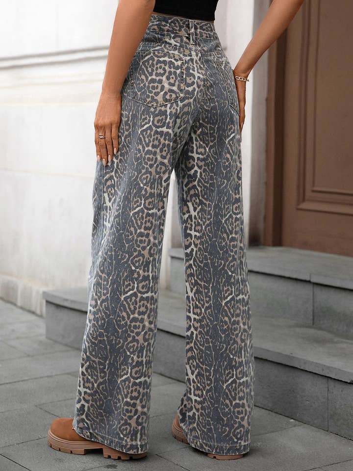 Leopard Print Wide Leg Jeans for wholesale on Faire3