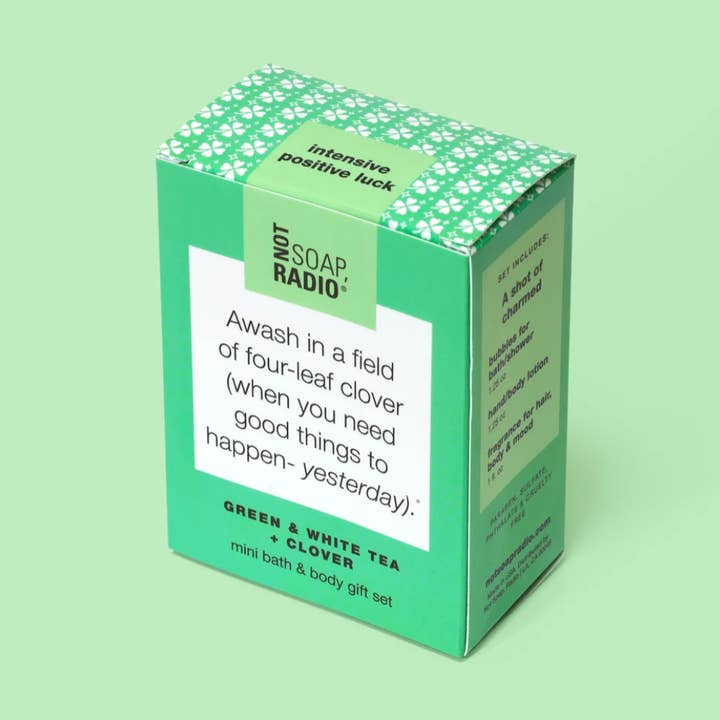 Awash in a field of four-leaf clover Mini Gift Set for wholesale by Not Soap, Radio
