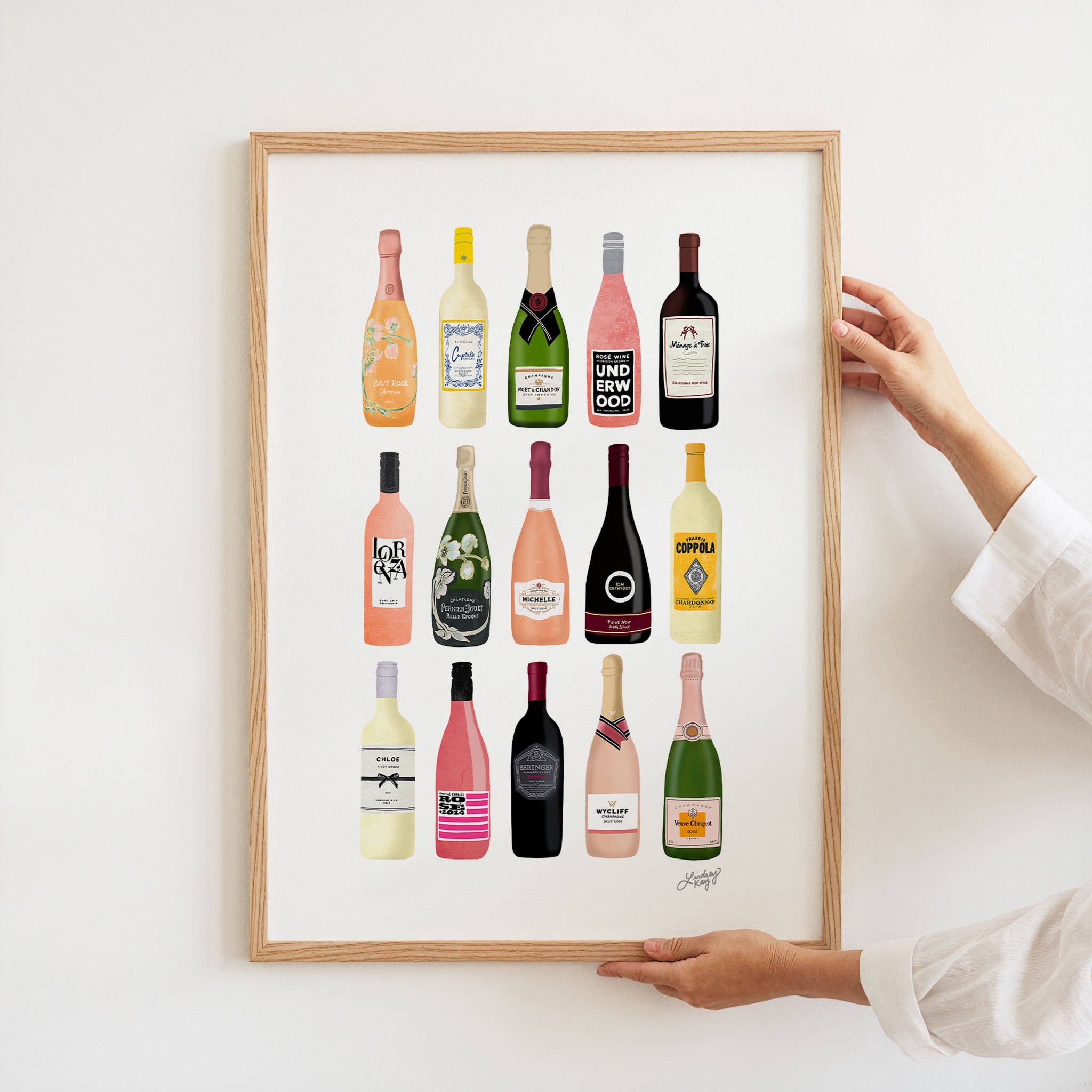Lindsey Kay Collective - Wholesale Art Print - Wine and Chamapagne Bottles Illustration - Art Print1