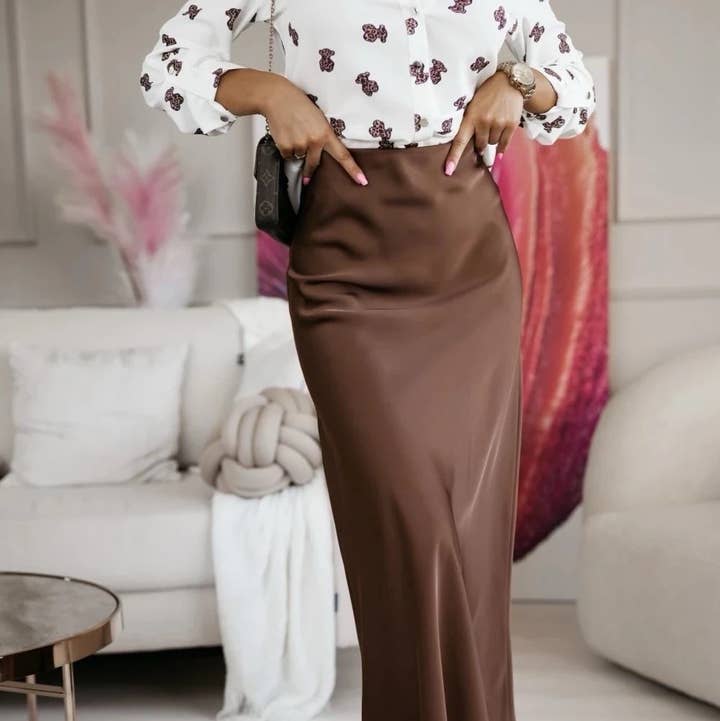 ESTEE BROWN - Vendita all'ingrosso Gonna - Donna - Gonna lunga in raso con elastico in vita - 646710