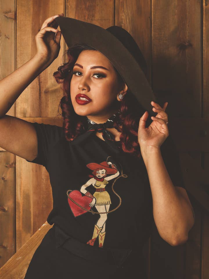 Heart Bandit Fitted Tee in Black for wholesale by Mischief Made