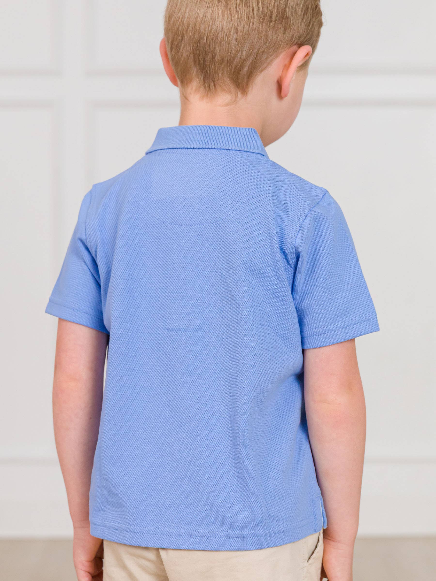 Blauw Jongens Periwinkle Blauwe Piqué Korte Mouwen Polo Shirt voor groothandel op Faire1