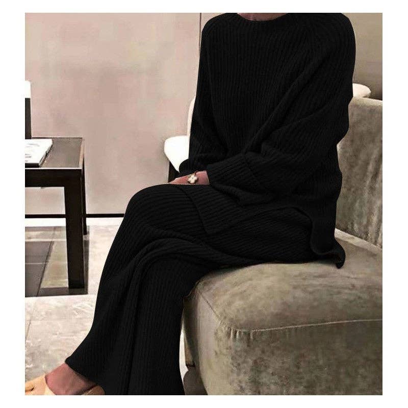 FurDecoration - Vente Ensemble de vêtements d'intérieur – femme - Ensemble deux pièces : pull à manches longues uni et pantalon2