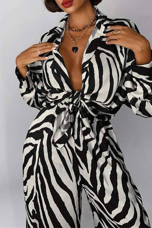 Flarix - Wholesale Top & Skirt Set - Women's - zebra blouse top and pants sets