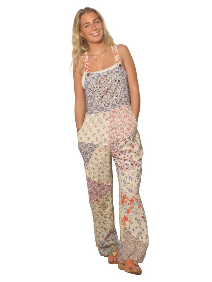 Blue Sky - Wholesale Overalls - Women's - 2227 Old School Overalls in Patchwork Rayon