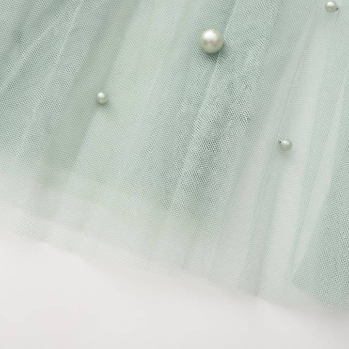 salvie Fe plisseret mesh-nederdel med perler i forskellige størrelser ved kanten (Salvie) for engroshandel på Faire4